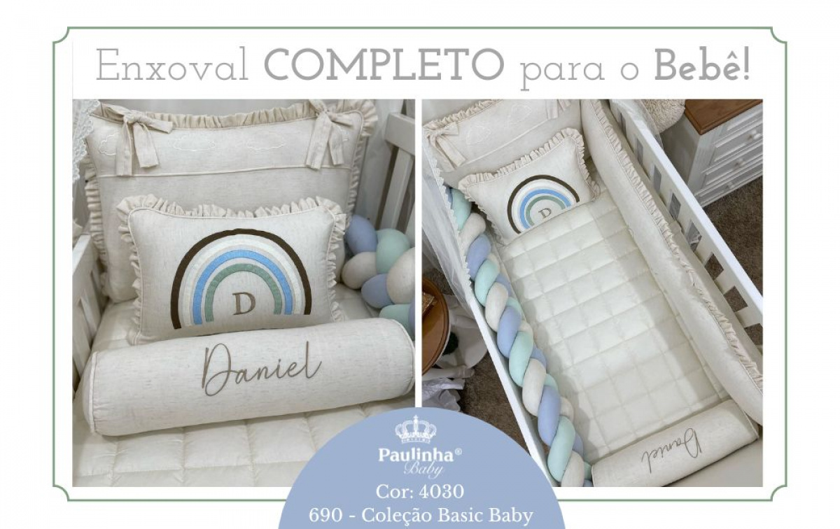 Basic Baby 200 Fios Arco Íris Boho Azul e Linho
