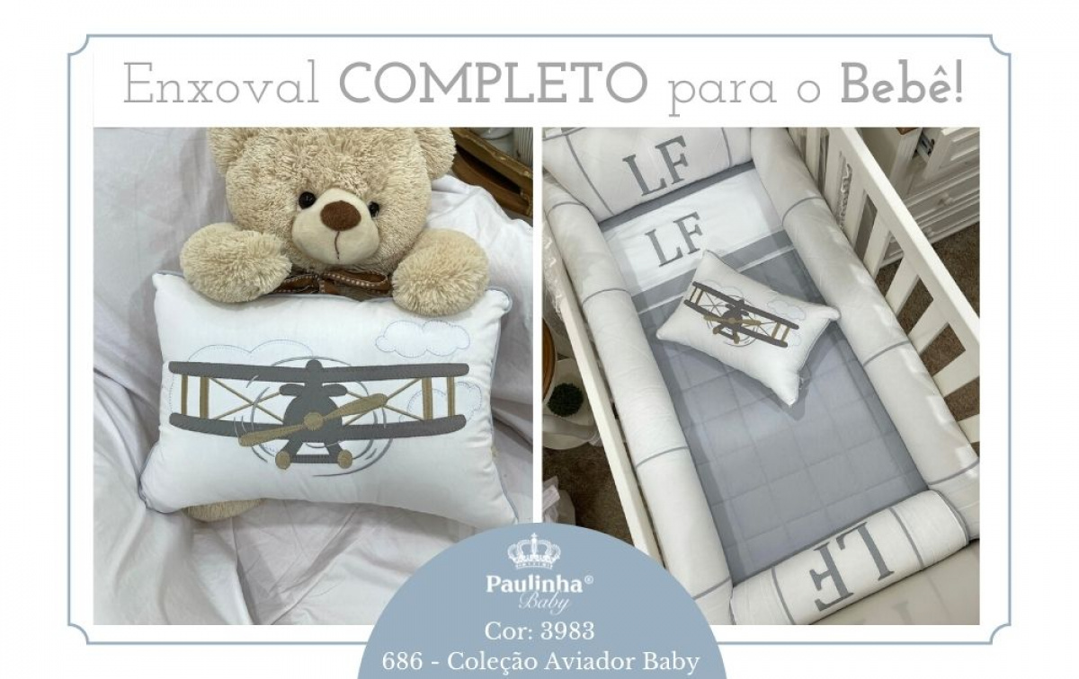 Aviador Baby Branco e Cinza 200 Fios