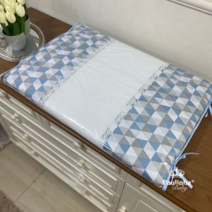 Trocador Luxo Baby Mix Ursinho Aviador Triângulo Azul e Cinza