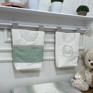 Porta Objeto 02 Peças Bernardo Baby 200 Fios Bichinhos Bordados