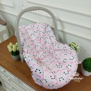 Capa de Bebê Conforto Ursinha Panda Rosa Poá
