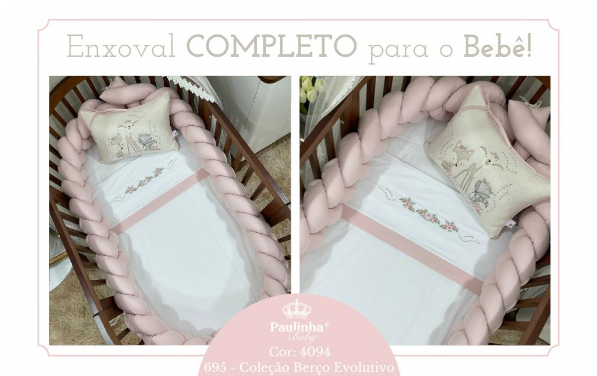 Berço Evolutivo Off White e Rose 200 Fios