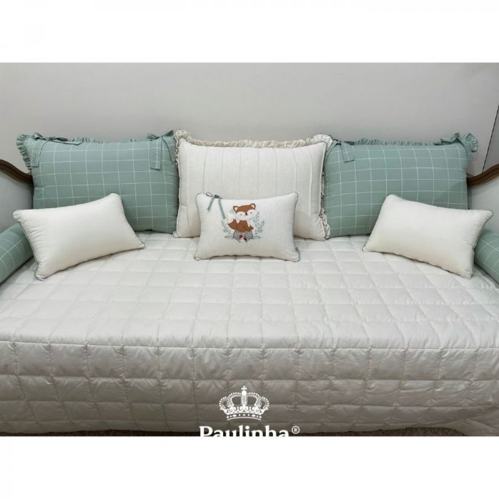 Enxoval de Cama Babá 06 Peças Denguinho Baby Raposinha Verde Malva 200