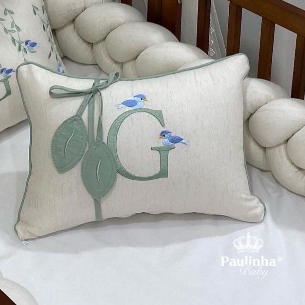 Almofada Personalizada Passarinhos Azul Baby