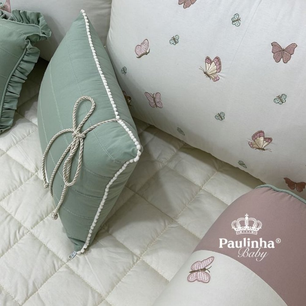 Enxoval de Cama Babá 06 Peças Borboletas Terracota Primavera