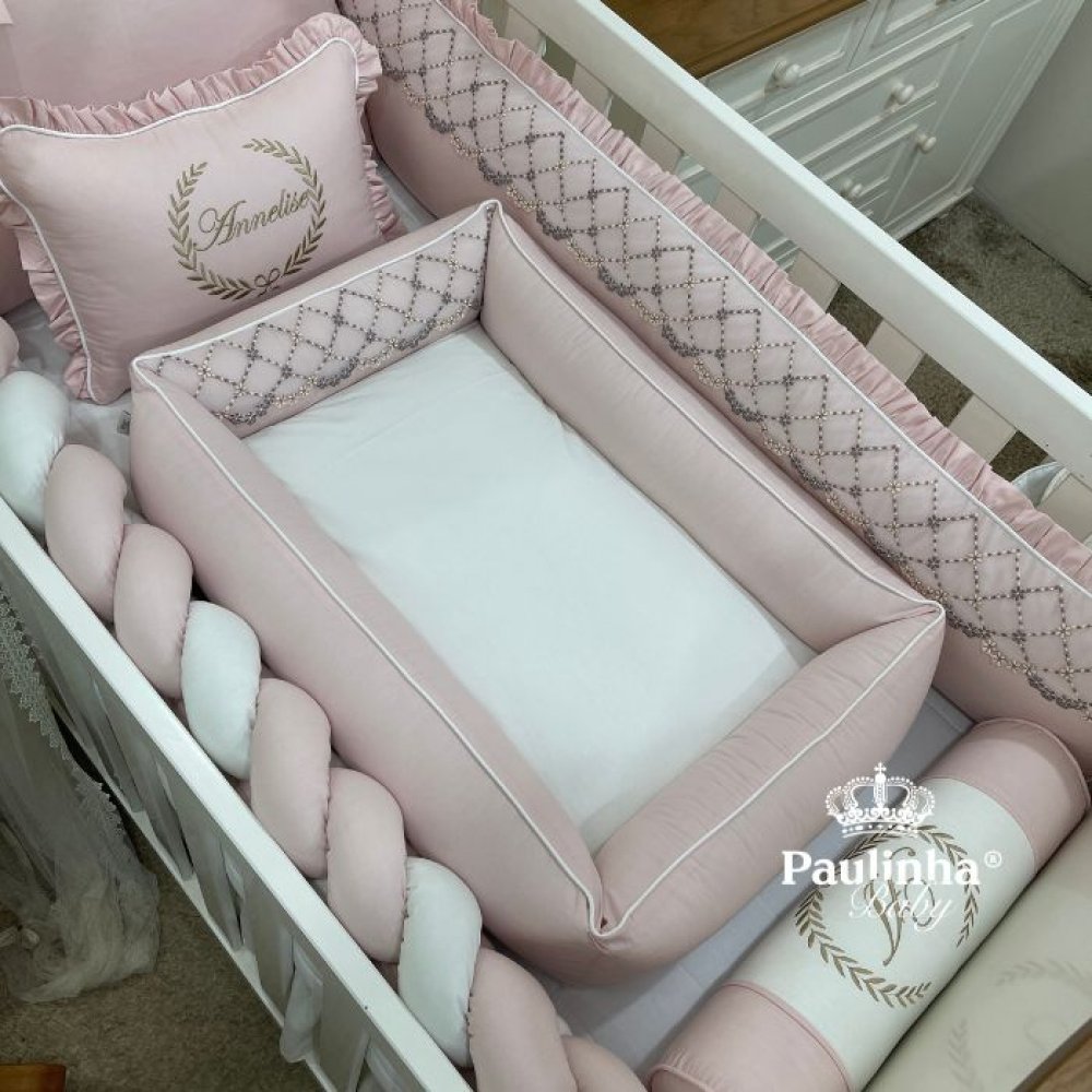 Colchonete Ninho Mali Baby Rose e Branco