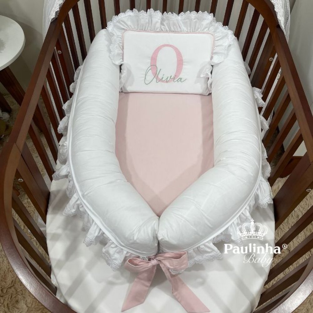 Ninho Baby 02 peças Branco Rose 200 Fios