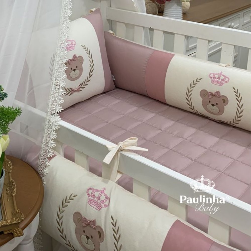 Enxoval de Berço 08 Peças Ursa Baby Rose Plush