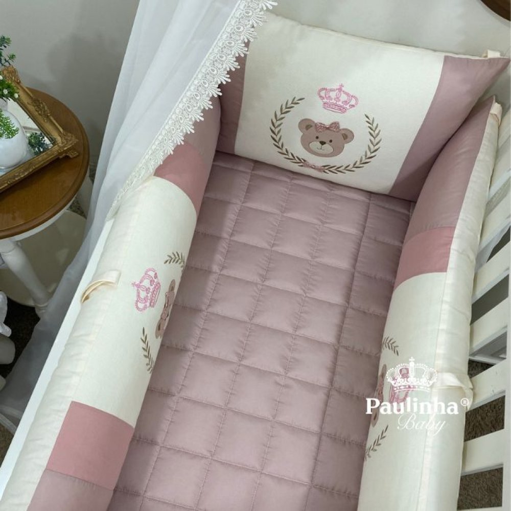 Enxoval de Berço 08 Peças Ursa Baby Rose Plush