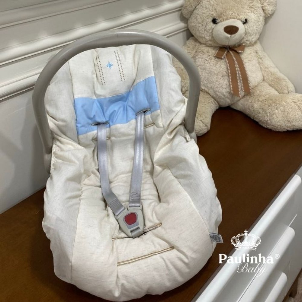 Capa para Bebê Conforto Linho Baby e Azul