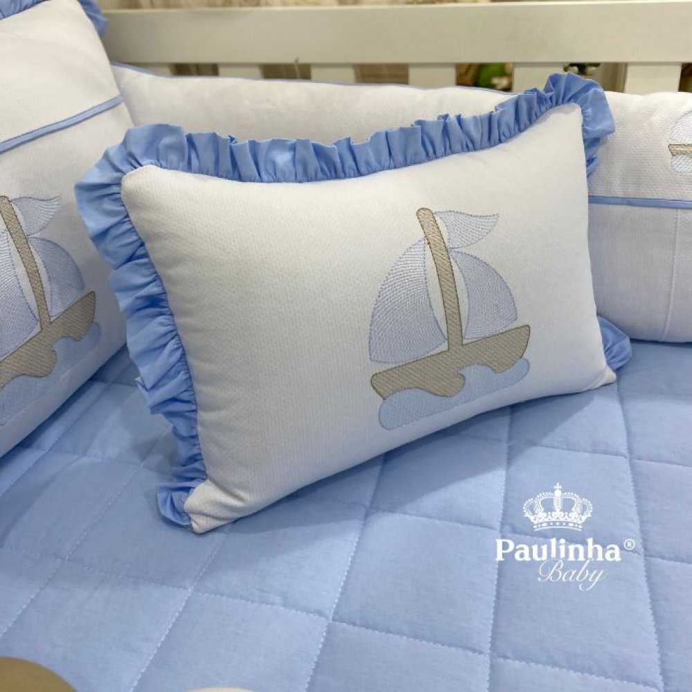 Almofada Decorativa Cute Baby Barquinho Azul 140 Fios