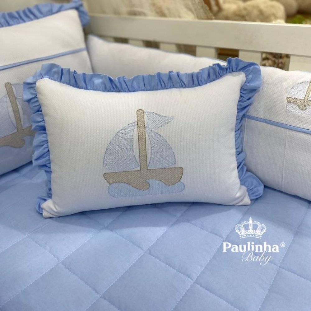 Almofada Decorativa Cute Baby Barquinho Azul 140 Fios