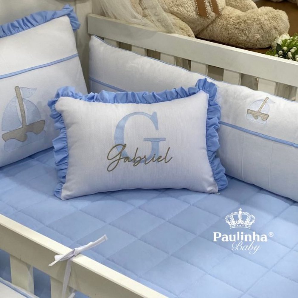 Almofada Cute Baby Barquinho Azul Personale 140 Fios