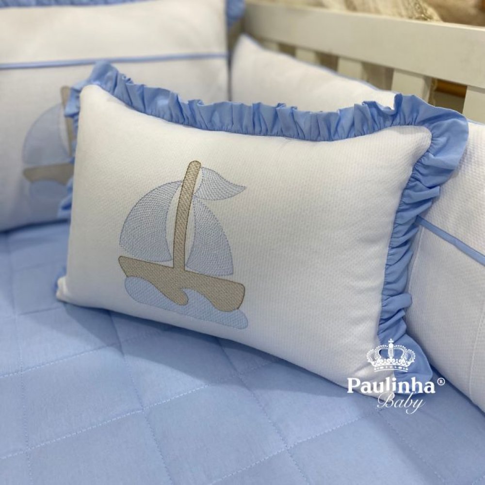 Almofada Decorativa Cute Baby Barquinho Azul 140 Fios