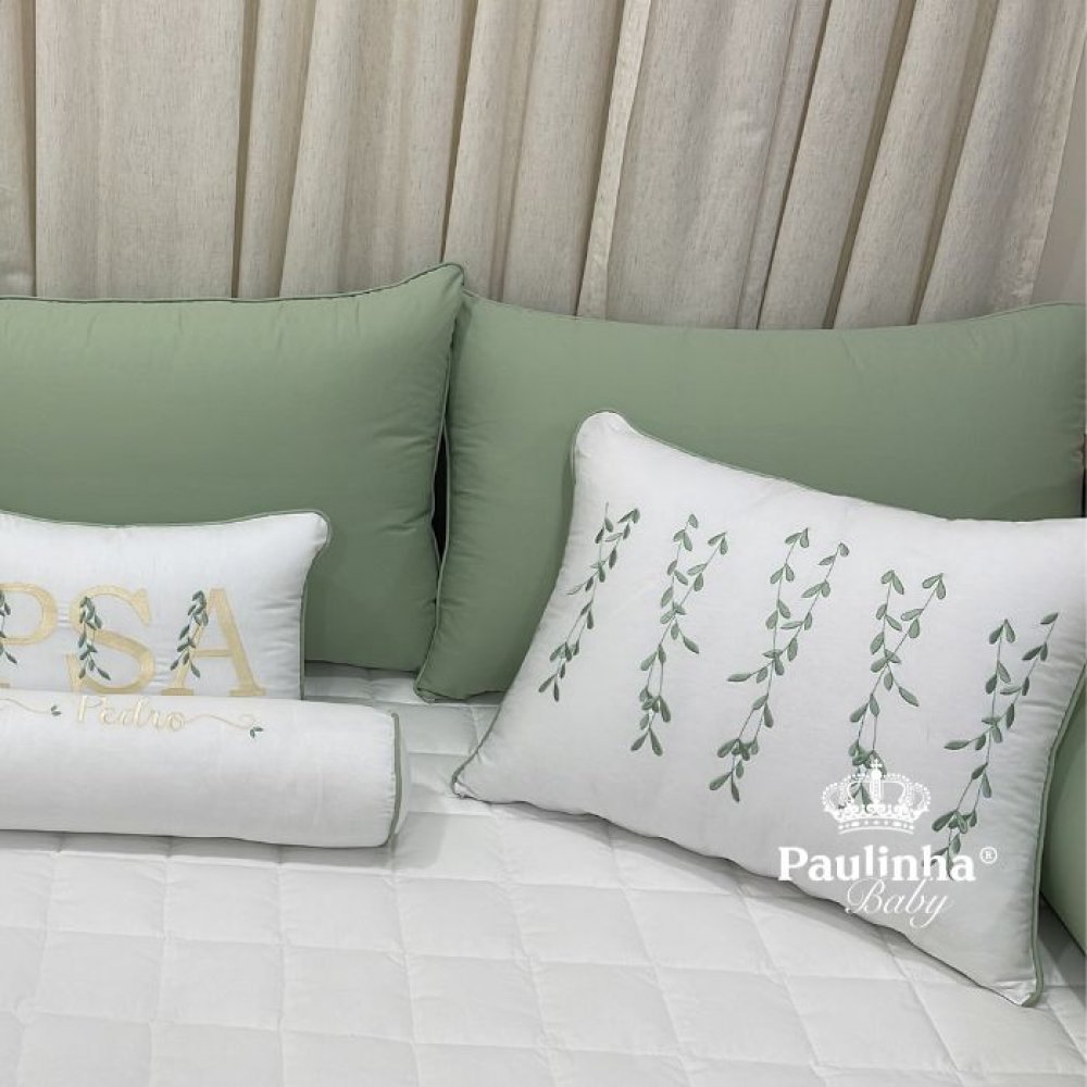 Enxoval de Cama Babá 08 Peças Branco e Malva Evolutivo