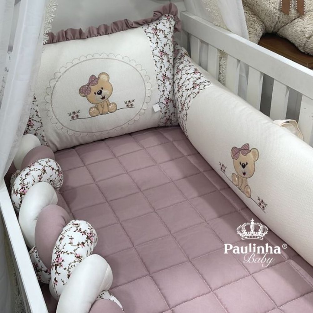 Enxoval de Berço 07 Peças Paulinha Baby Ursa Fofura Terracota