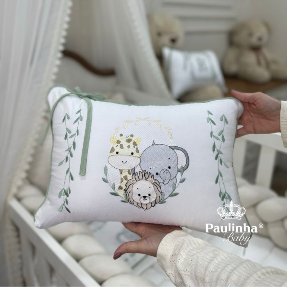 Almofada Decorativa Brasão de Bichinhos Fibra de Bambu - Paulinha Baby