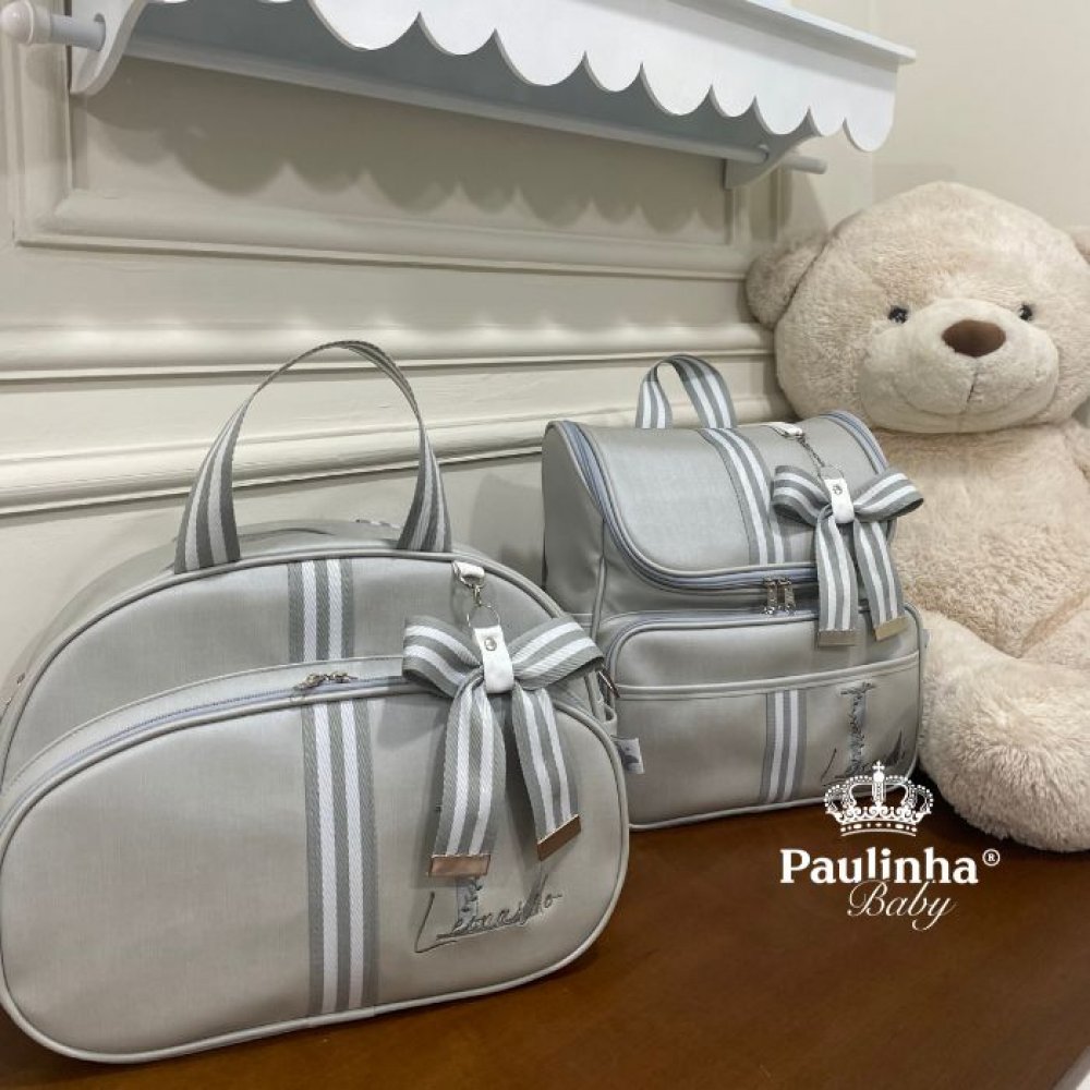 Jogo de Bolsa 02 Peças Leader Cinza e Branco