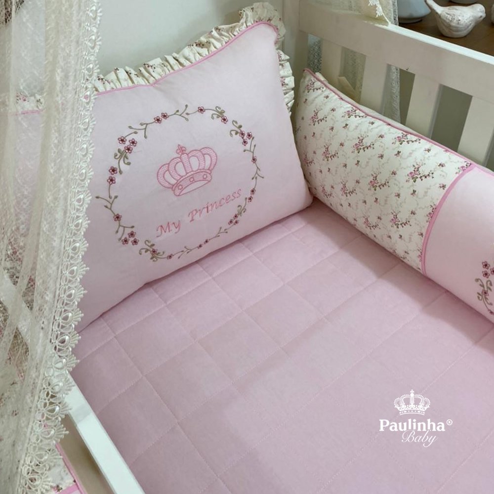 Enxoval de Berço 08 Peças Real Baby My Princess Silk Florence Rosa