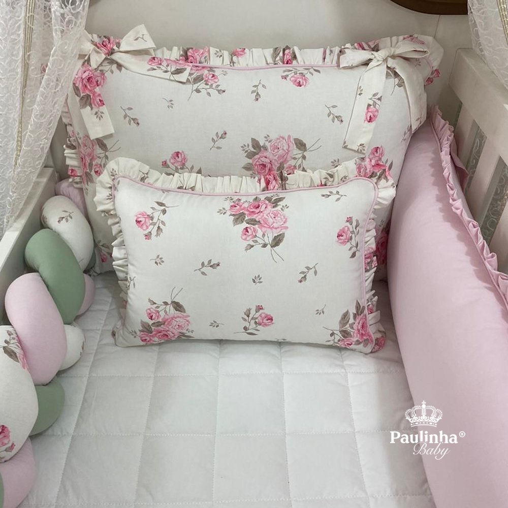 Enxoval de Berço 08 Peças Personale Baby Floral Encantada Rosa 200 Fio