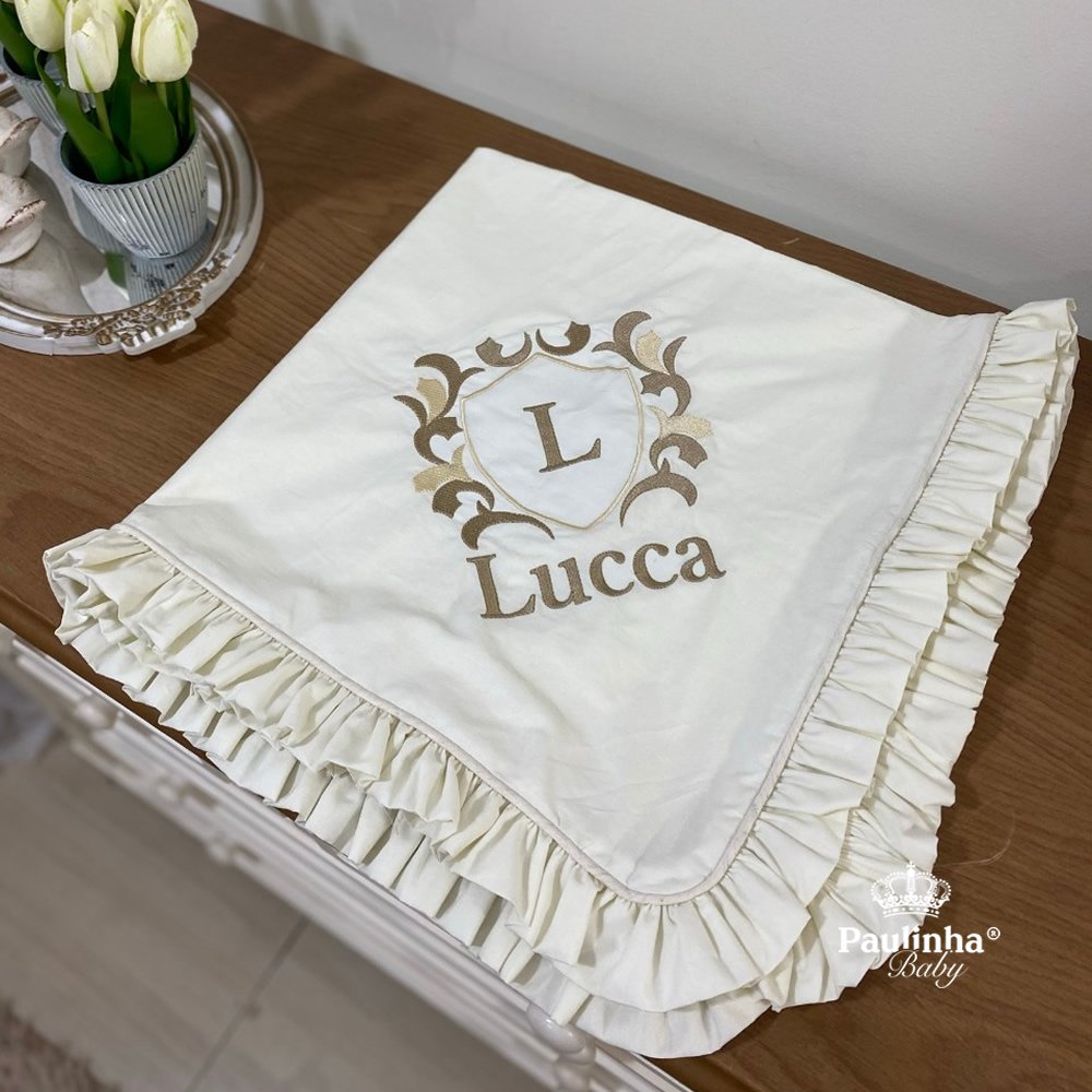Manta Maternidade Personalizada Lucca Baby Linho e 200 Fios
