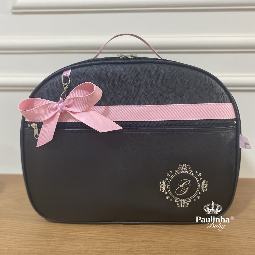 Jogo de Bolsa Preto e Rosa 02 Peças Personalizado