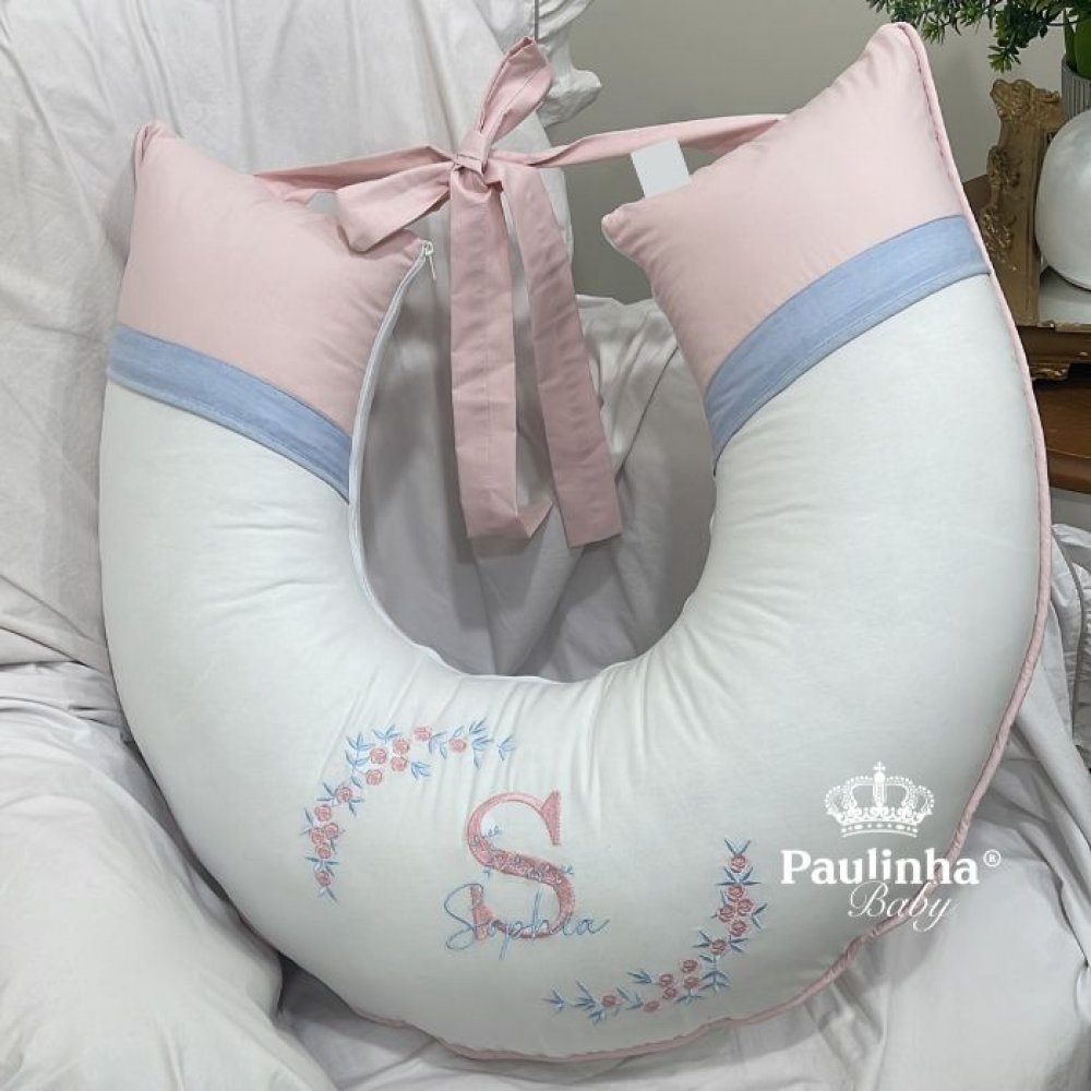 Almofada de Amamentação Personale Baby Azul Chambre e Rose 200 Fios