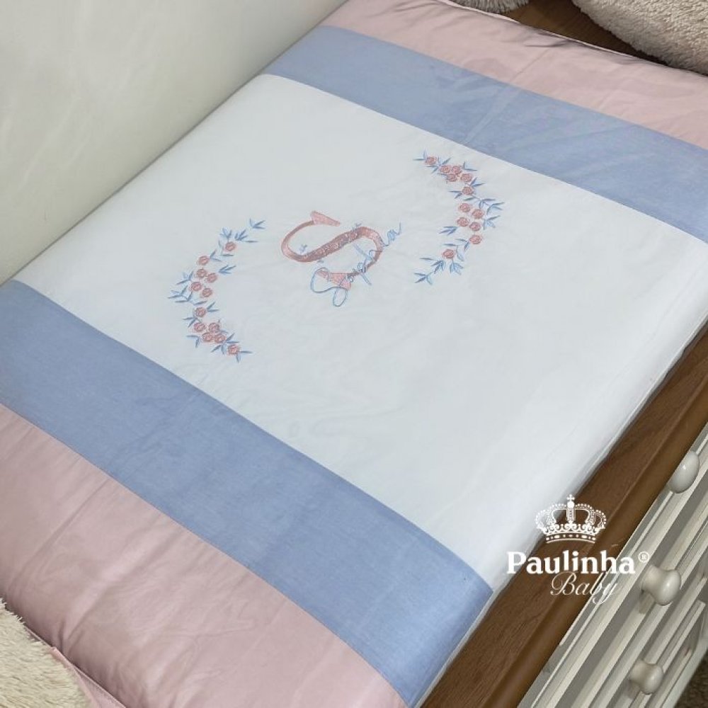 Trocador Luxo Personale Baby Azul Chambre e Rose 200 Fios