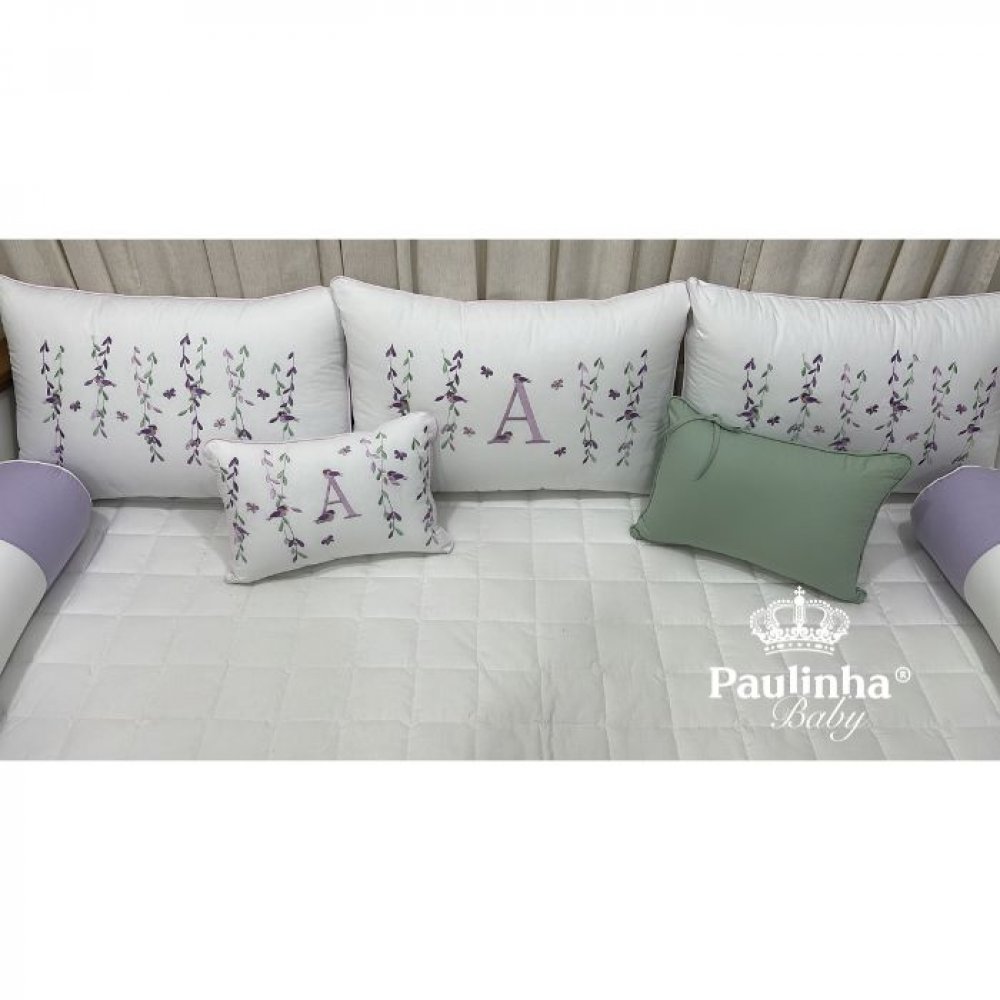 Enxoval de Cama Babá 06 Peças Primavera Baby Passarinhos Lilás Malva 2