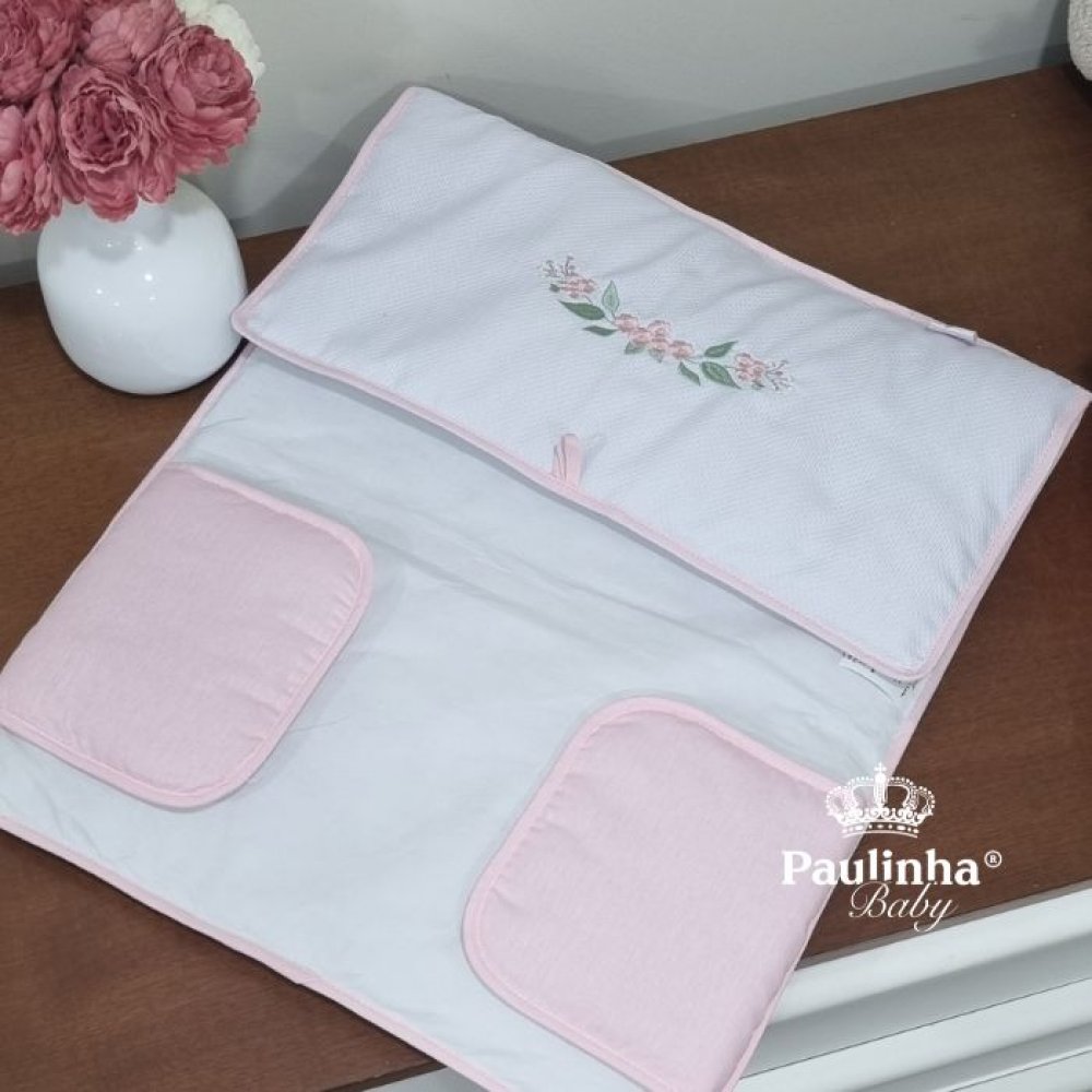 Trocador de Bolsa Cute Baby Coração Florido Rosa 140 Fios