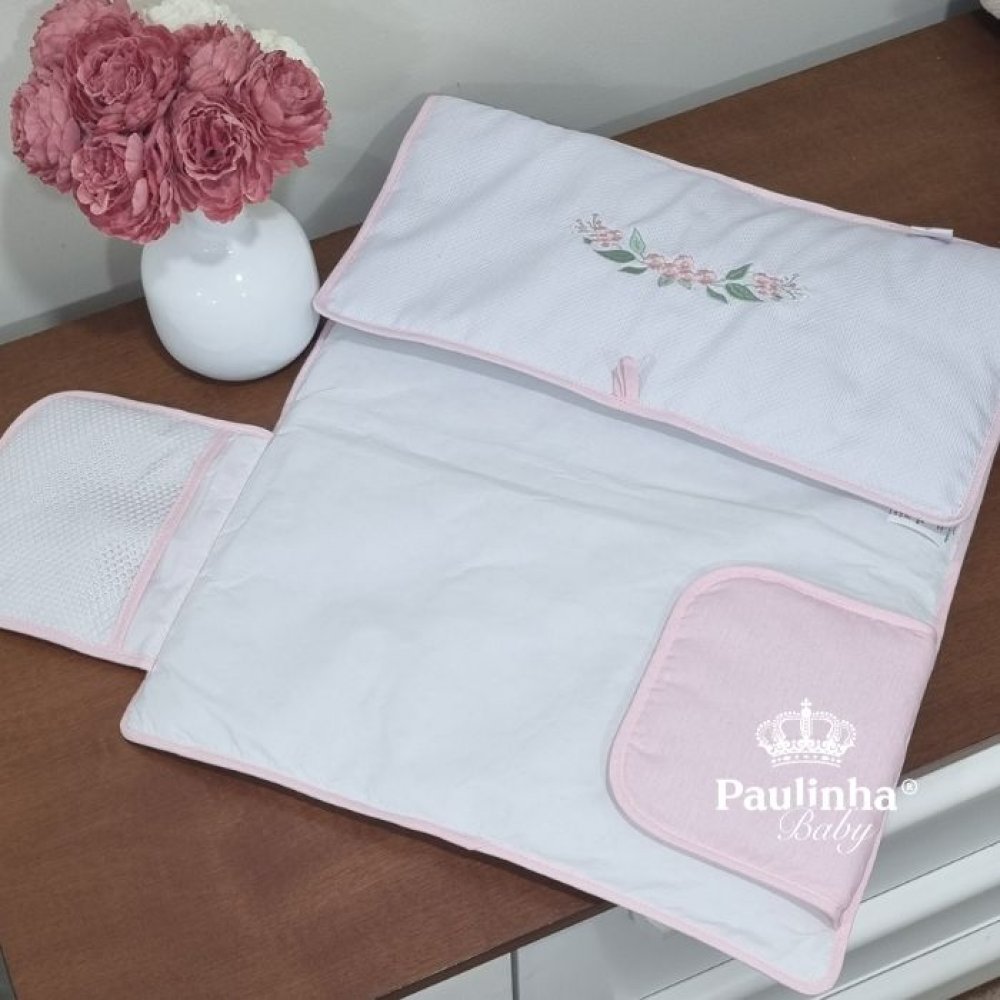 Trocador de Bolsa Cute Baby Coração Florido Rosa 140 Fios