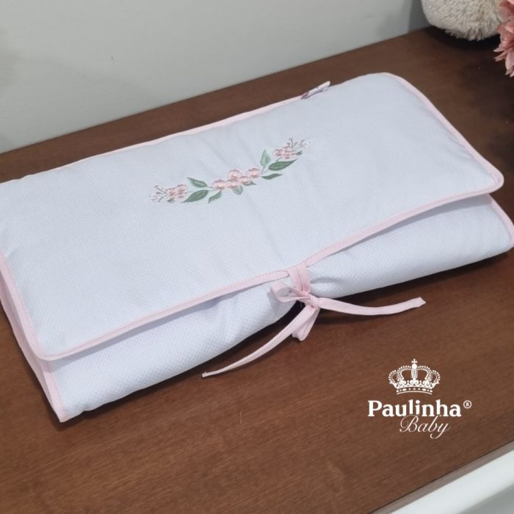 Trocador de Bolsa Cute Baby Coração Florido Rosa 140 Fios