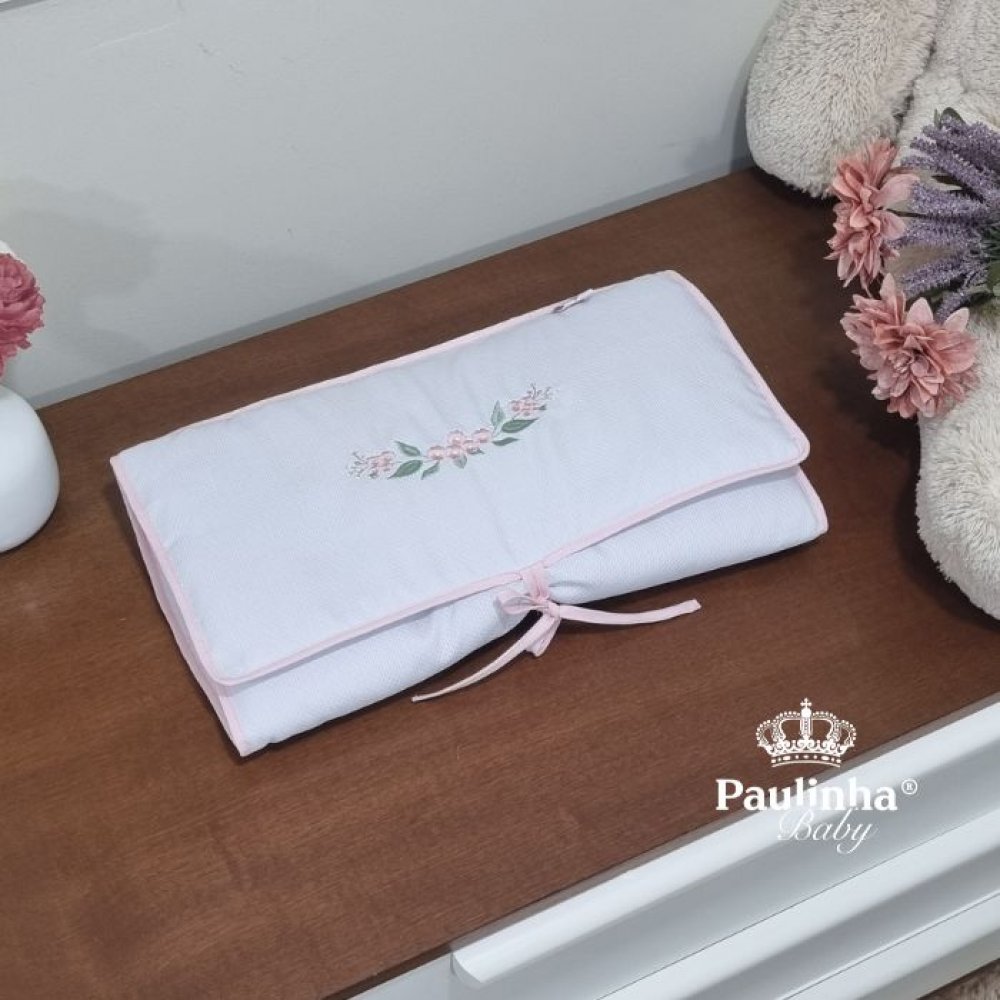 Trocador de Bolsa Cute Baby Coração Florido Rosa 140 Fios