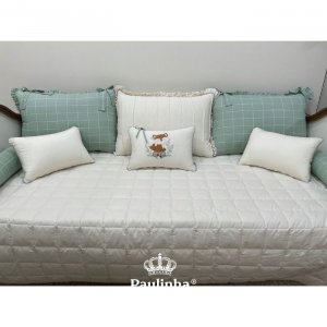 Enxoval de Cama Babá 06 Peças Denguinho Baby Raposinha Verde Malva 200