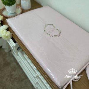 Trocador Luxo Olivia Baby Branco e Rosê 200 Fios Coração