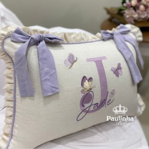 Almofada Bicama Personalizada Borboletas Lilás Primavera