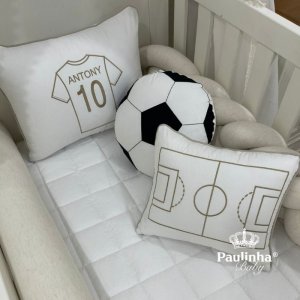 Enxoval de Berço 08 Peças Futebol Baby Linho e 200 Fios