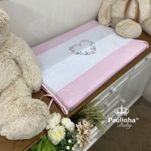 Trocador Luxo Cute Baby Coração Florido Rosa 140 Fios