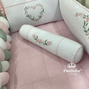 Rolo Pezeira Peças Cute Baby Coração Florido Rosa 140 Fios