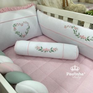 Rolo Pezeira Peças Cute Baby Coração Florido Rosa 140 Fios