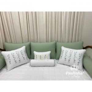 Enxoval de Cama Babá 08 Peças Branco e Malva Evolutivo