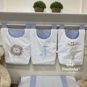 Porta Objeto 03 Peças Azul Chambre Joaquim Baby 400 Fios