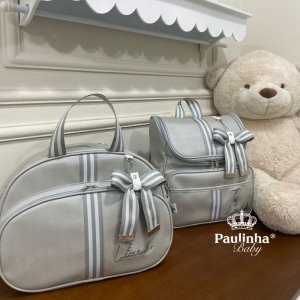 Jogo de Bolsa 02 Peças Leader Cinza e Branco
