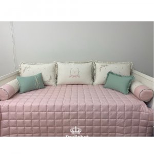 Enxoval de Cama Babá 06 Peças Linho Florence Rosa 200 Fios Personaliza