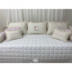 Enxoval de Cama Babá 08 Peças Cecília Baby Rosa 200 Fios Personalizada