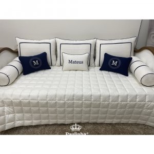 Enxoval de Cama Babá 06 Peças Mateus Baby Linho e Marinho 200 Fios