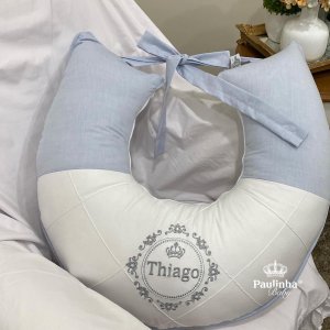 Almofada de Amamentação Thiago Baby Azul Chambrê 200 Fios