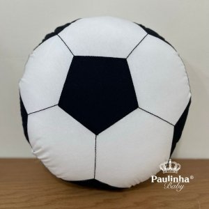 Almofada Circular Futebol Baby Branco e Cáqui 200 Fios Bola de Futebol